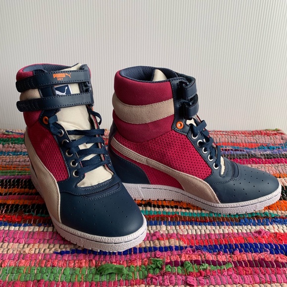 Puma Sky Contact Wedge Heel High Top Pink Sneakers